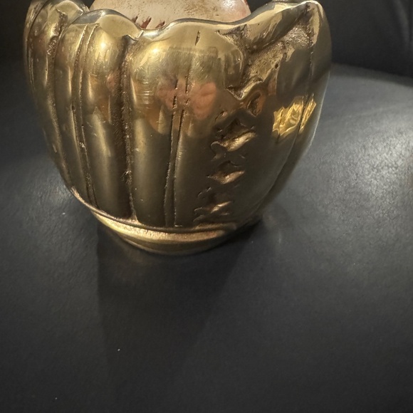 ⚾ VINTAGE Solid Brass Baseball Glove Ball Holder & No. 1 Plaque Desk Trophy Set - Picture 11 of 13